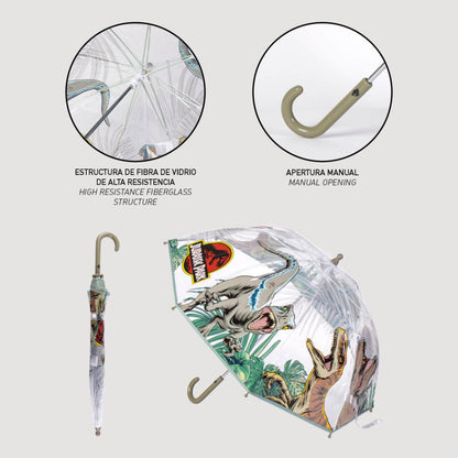 Parapluie transparent Jurassic World Attack Jurassic Park pour enfants – 71 cm