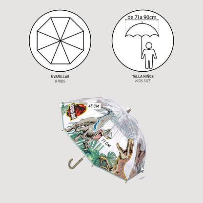 Parapluie transparent Jurassic World Attack Jurassic Park pour enfants – 71 cm