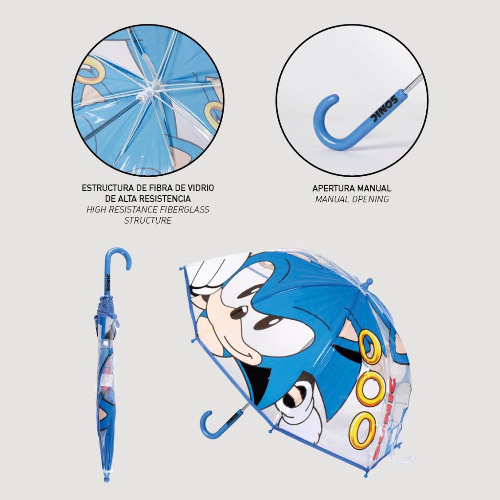 Sonic the Hedgehog Ring Transparenter Kinderregenschirm für Kinder – 71 cm