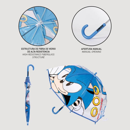 Sonic the Hedgehog Ring Transparenter Kinderregenschirm für Kinder – 71 cm