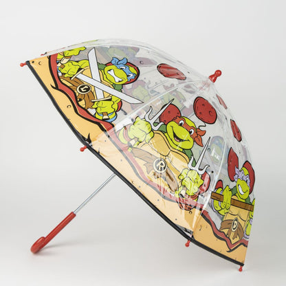 Teenage Mutant Ninja Turtles Pizza Transparent Kids' Umbrella for Children - 71 cm