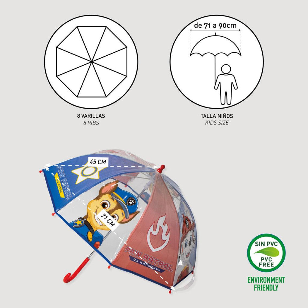 Paw Patrol Elements Transparent Kids' Umbrella – 71 cm