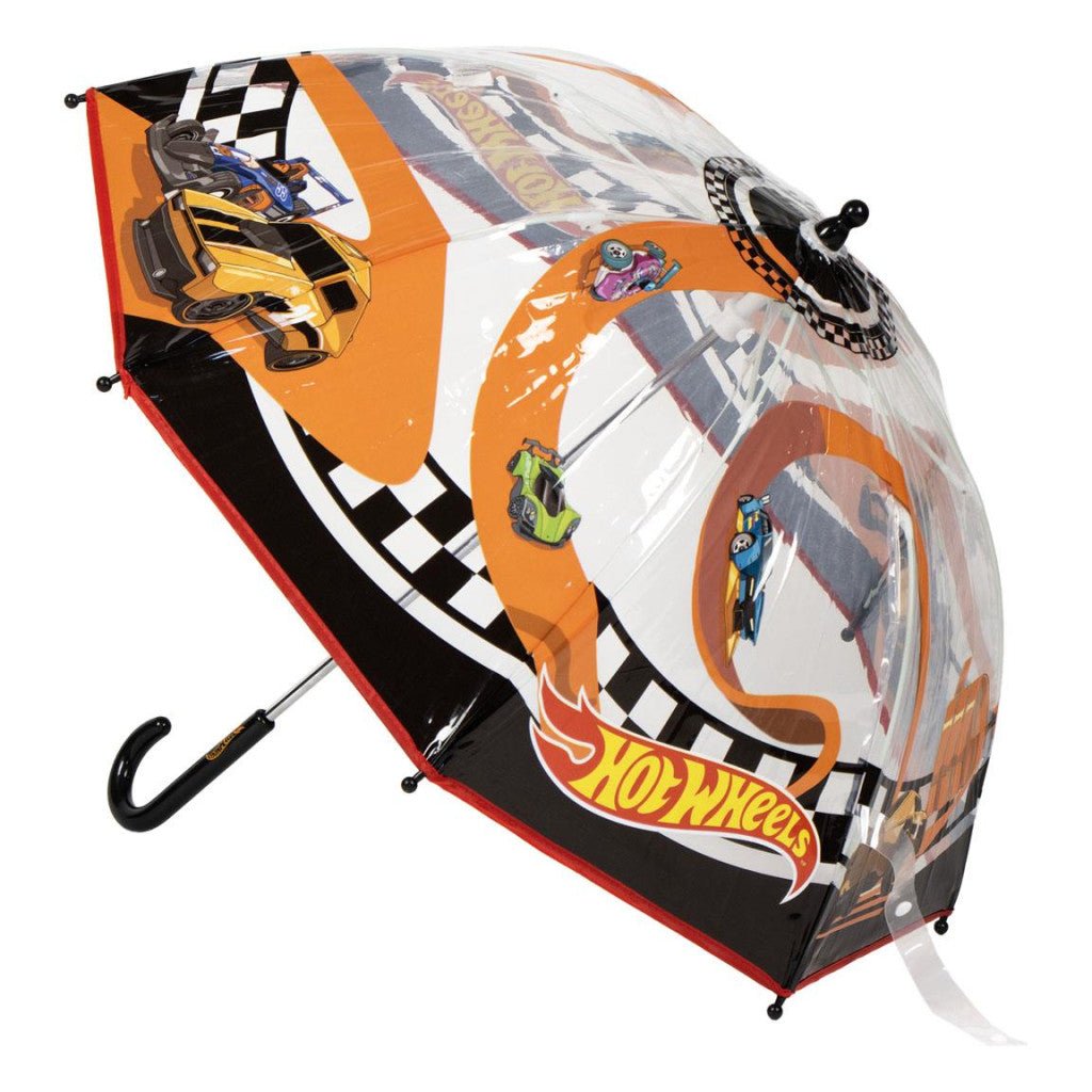 Hot Wheels Race Kinders Transparenter Kinderregenschirm für Kinder – 71 cm