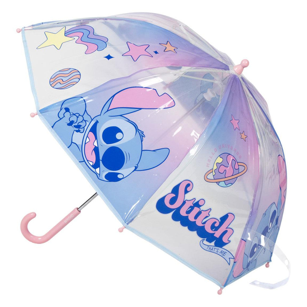 Disney Lilo und Stitch Universe Kinderdurchsichtiger Transparenter Kinderregenschirm für Kinder – 71 cm