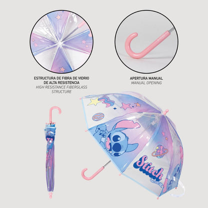 Disney Lilo and Stitch Universe Kids' Transparent Umbrella for Children – 71 cm