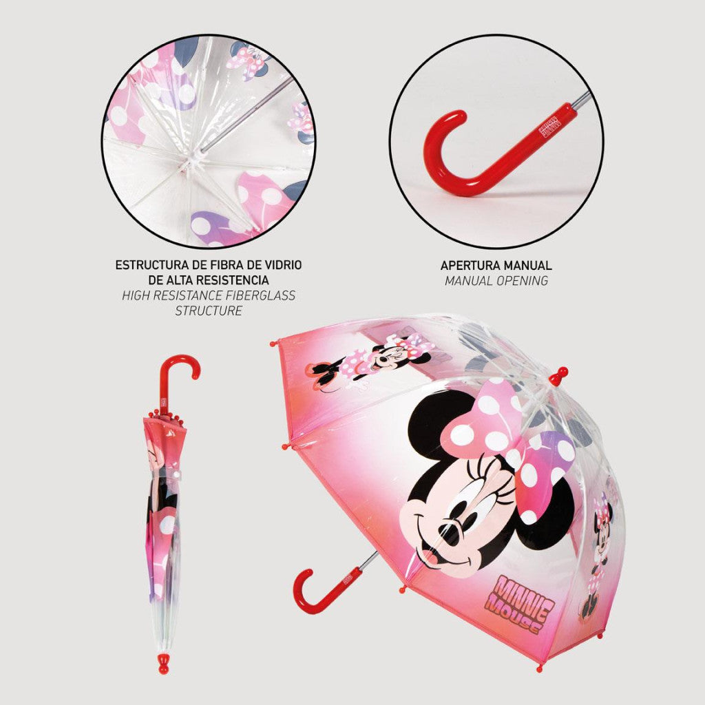 Disney Minnie Cheerful Transparent Kids Umbrella - 71 cm