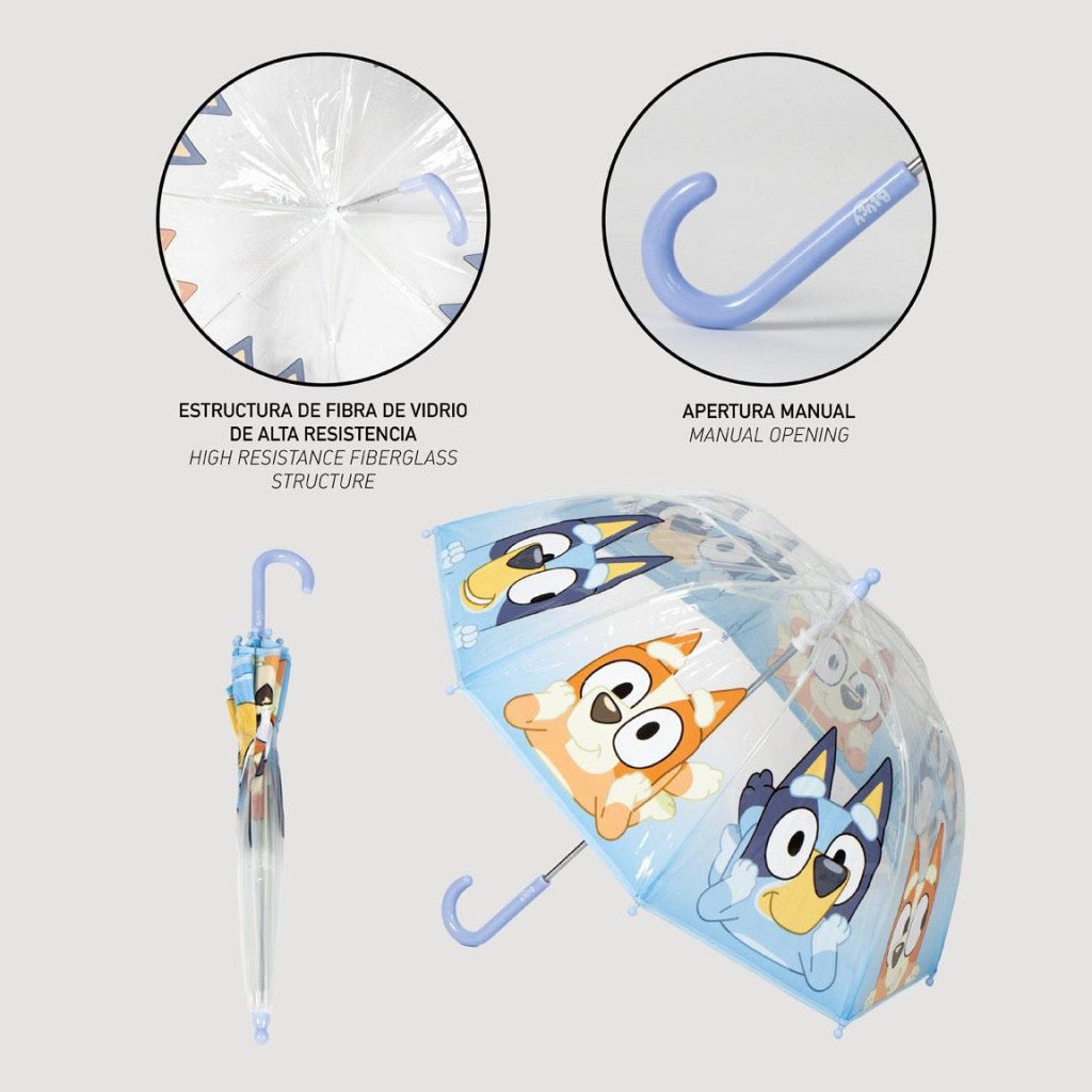 Bluey Puddle Transparenter Kinderregenschirm für Kinder – 71 cm