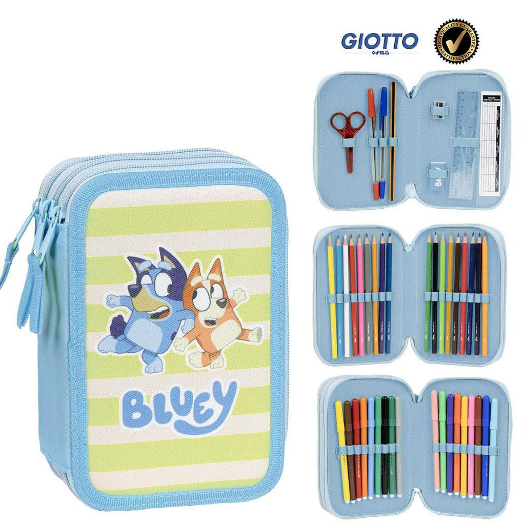 Bluey Striped Giotto Federmäppchen für Kinder – 13 x 20 x 7 cm