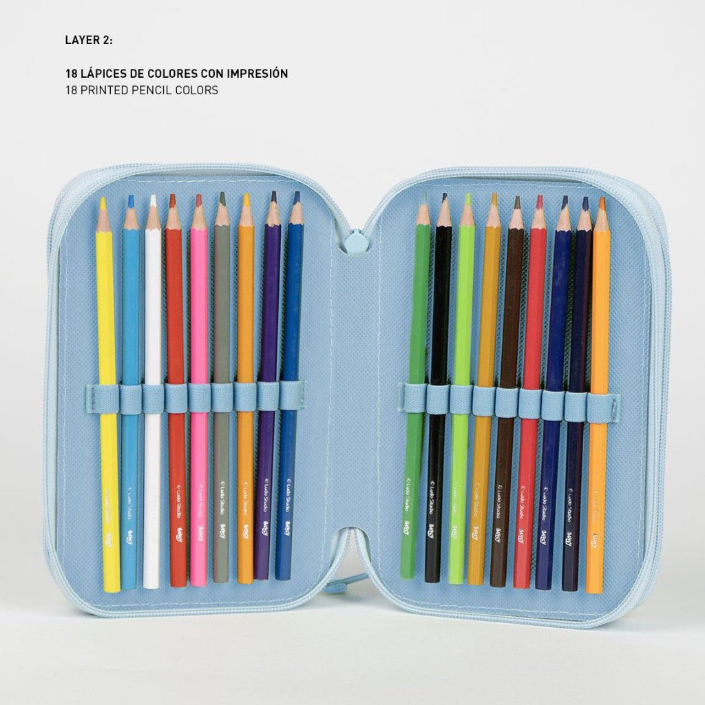 Bluey Striped Giotto Federmäppchen für Kinder – 13 x 20 x 7 cm