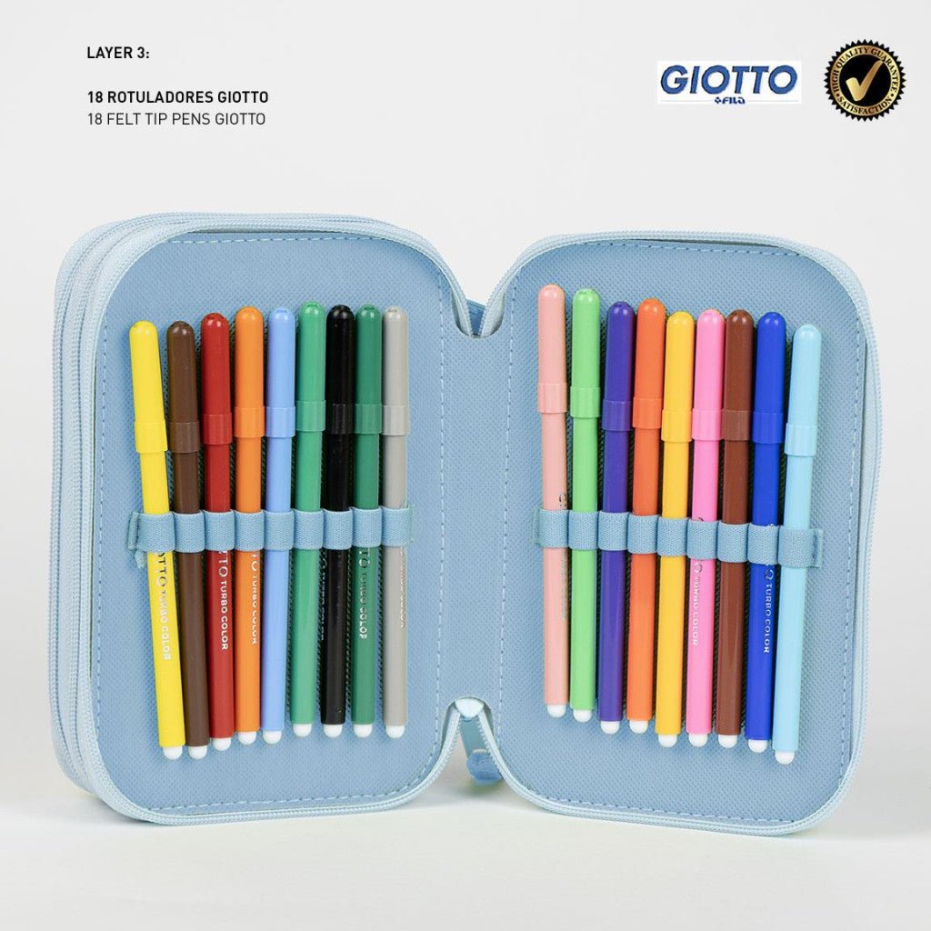 Bluey Striped Giotto Federmäppchen für Kinder – 13 x 20 x 7 cm