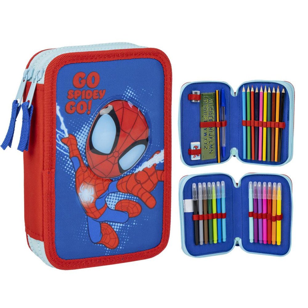 Spiderman Spidey zweistöckiges Federmäppchen für Kinder – 12,5 x 19,5 x 4,5 cm