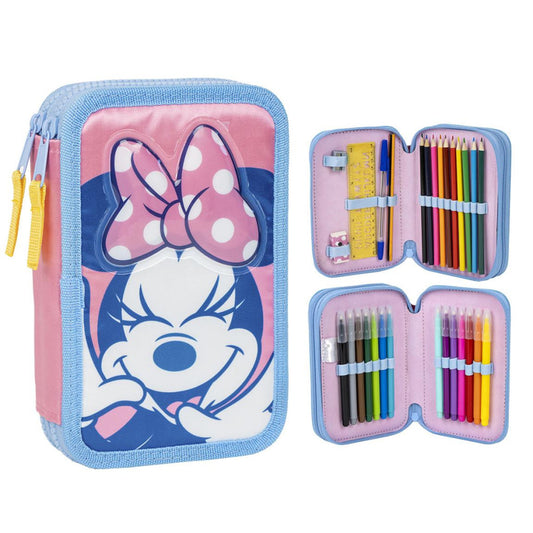 Disney Minnie 2-layer Pencil Case for Kids – 12.5 x 19.5 x 4.5 cm