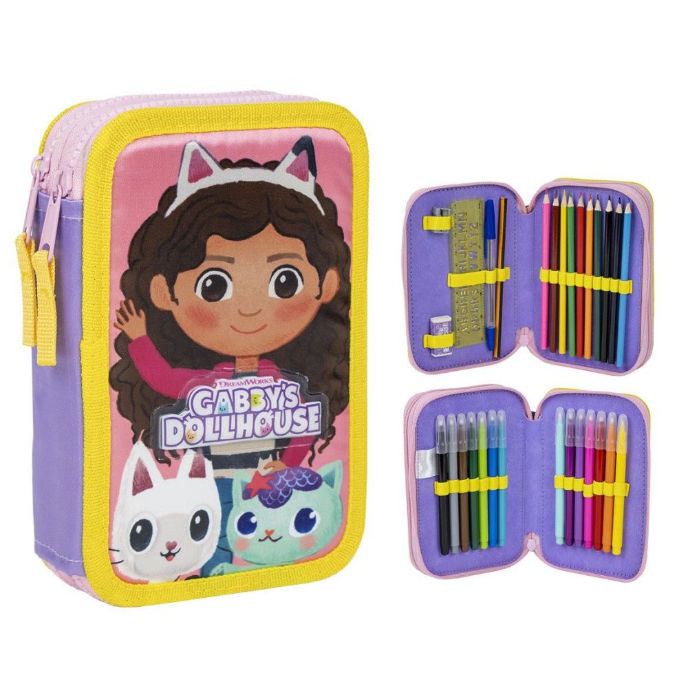 Gabby's Dollhouse 2 Ebenen Federmäppchen für Kinder – 13 x 20 cm