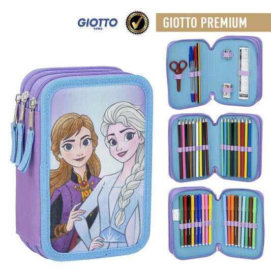 Disney Eiskönigin Sisters dreistöckiges Giotto Federmäppchen für Kinder – 13 x 20 x 7 cm