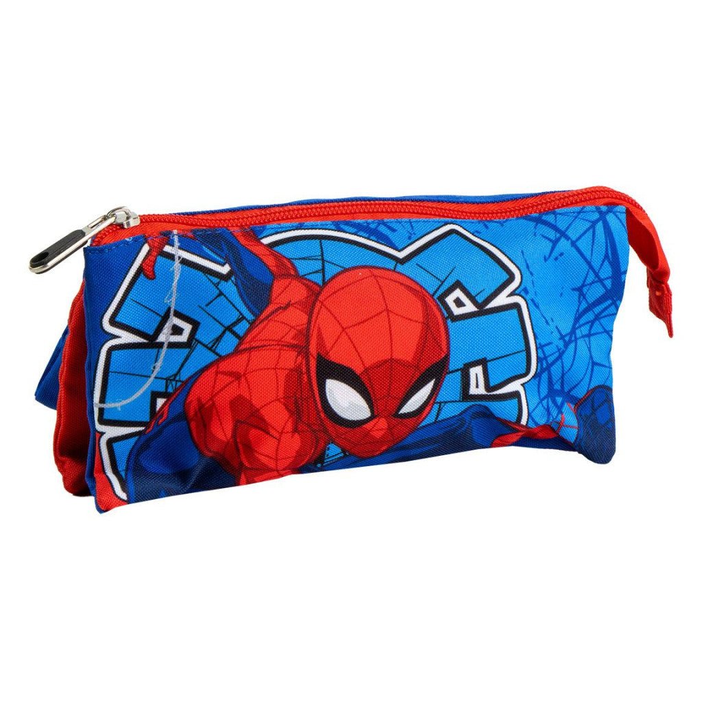 Superman Comic Spiderman Action mit 3 Fächern Federmäppchen für Kinder – 21 x 11 cm