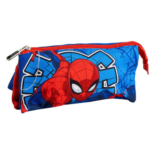 Superman Comic Spiderman Action mit 3 Fächern Federmäppchen für Kinder – 21 x 11 cm