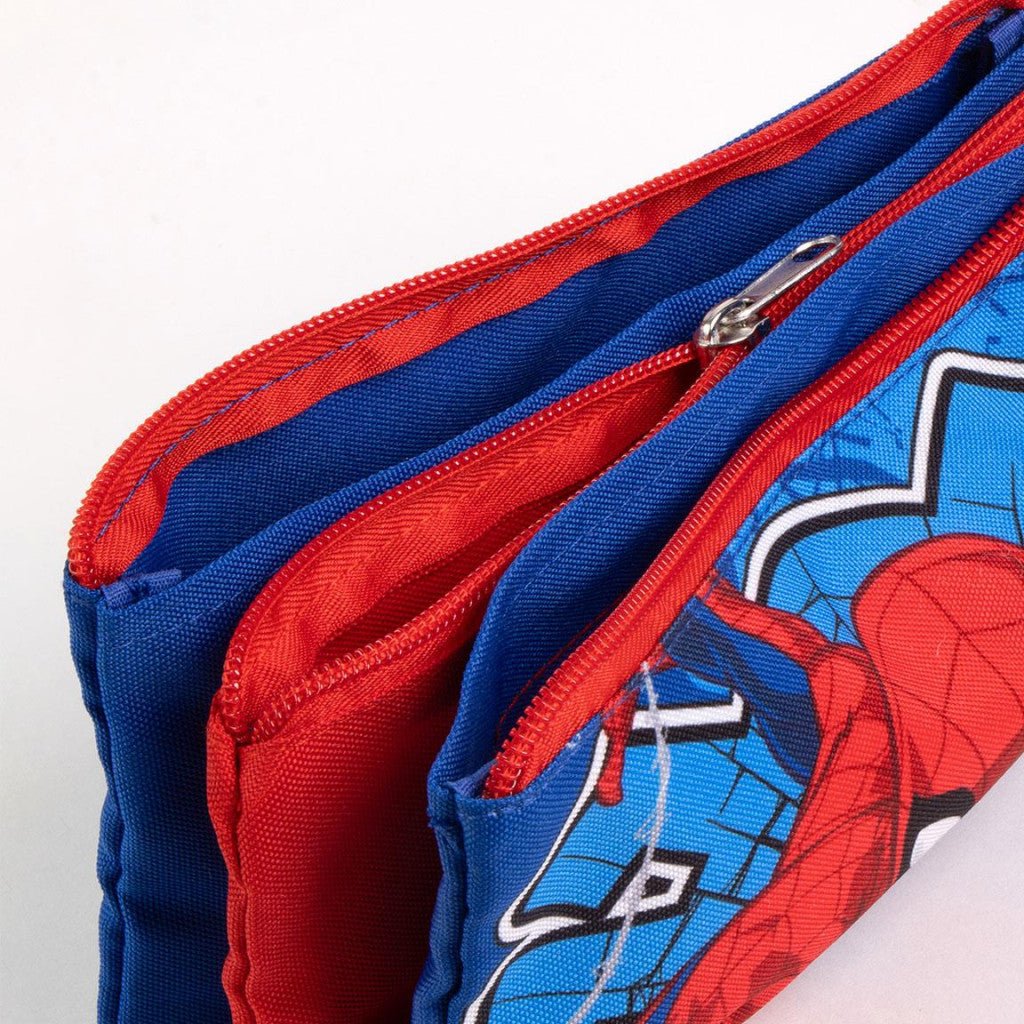 Superman Comic Spiderman Action mit 3 Fächern Federmäppchen für Kinder – 21 x 11 cm