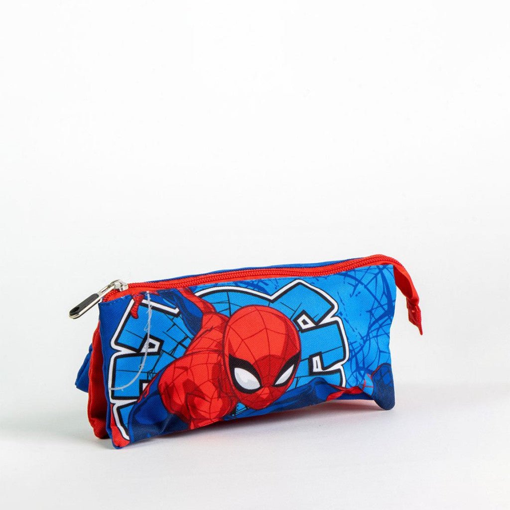 Superman Comic Spiderman Action mit 3 Fächern Federmäppchen für Kinder – 21 x 11 cm
