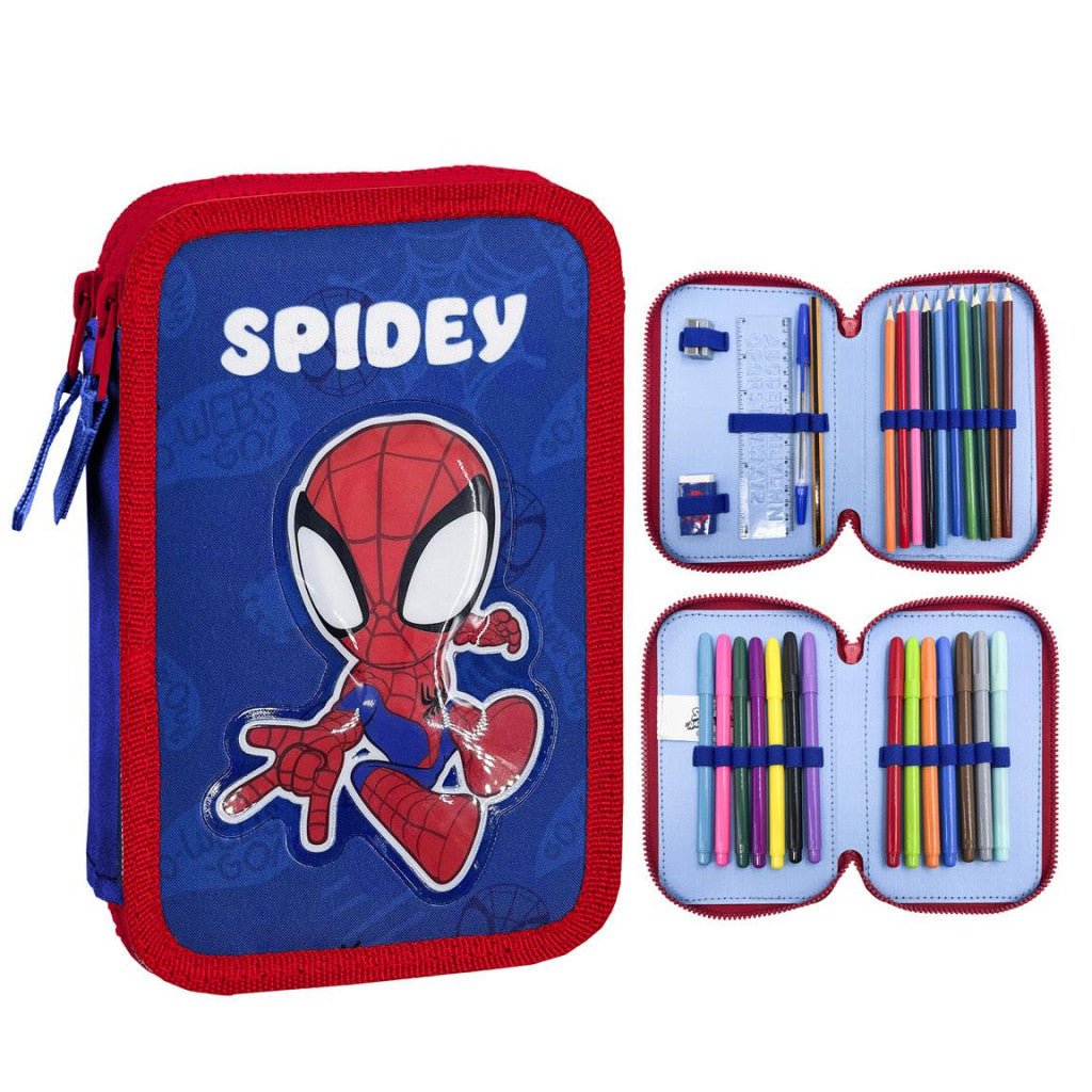 Spiderman Spidey gefüllt, 2-stöckig Federmäppchen für Kinder – 12,5 x 19,5 x 4,5 cm