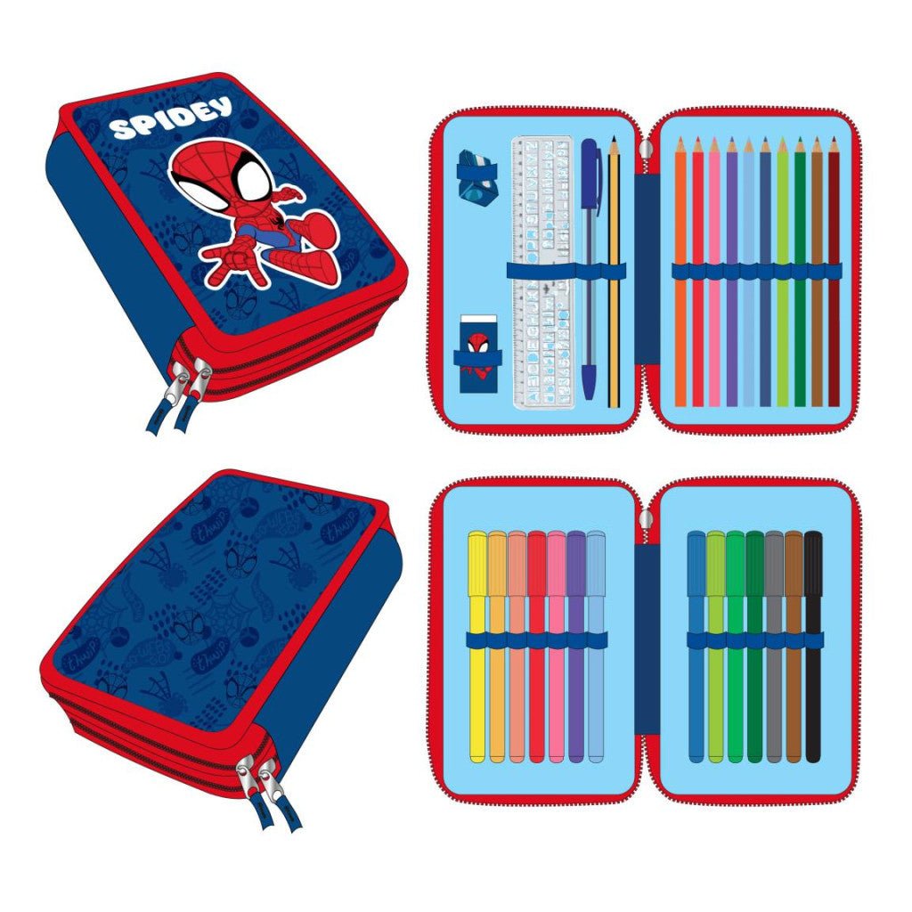 Spiderman Spidey gefüllt, 2-stöckig Federmäppchen für Kinder – 12,5 x 19,5 x 4,5 cm