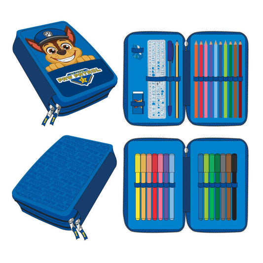 Trousse double Paw Patrol Chase pour enfants – 12,5 x 19,5 x 4,5 cm