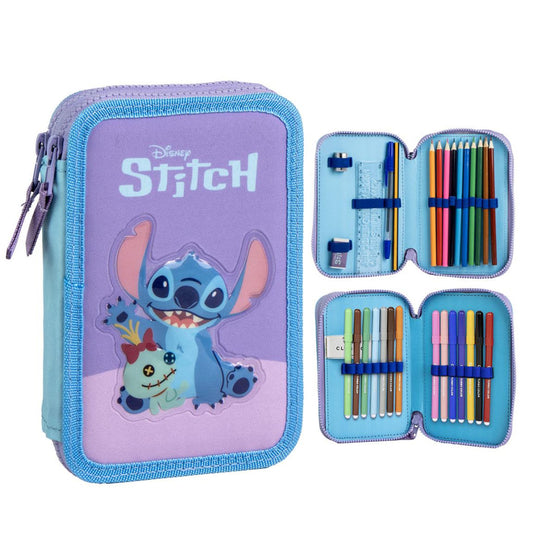 Disney Lilo and Stitch Scrump 2-Tier Pencil Case for Kids - 12.5 x 19.5 x 4.5 cm