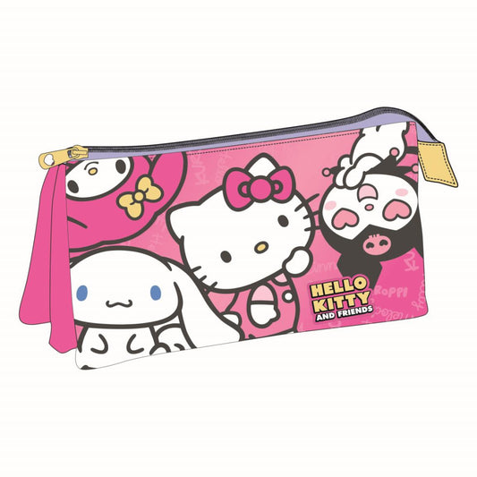 Hello Kitty Kawaii Cuties Triple Pencil Case for Kids – 23 x 12 cm