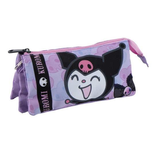 Hello Kitty Little Rebel 3-Compartment Pencil Case for Kids - 23 x 12 cm
