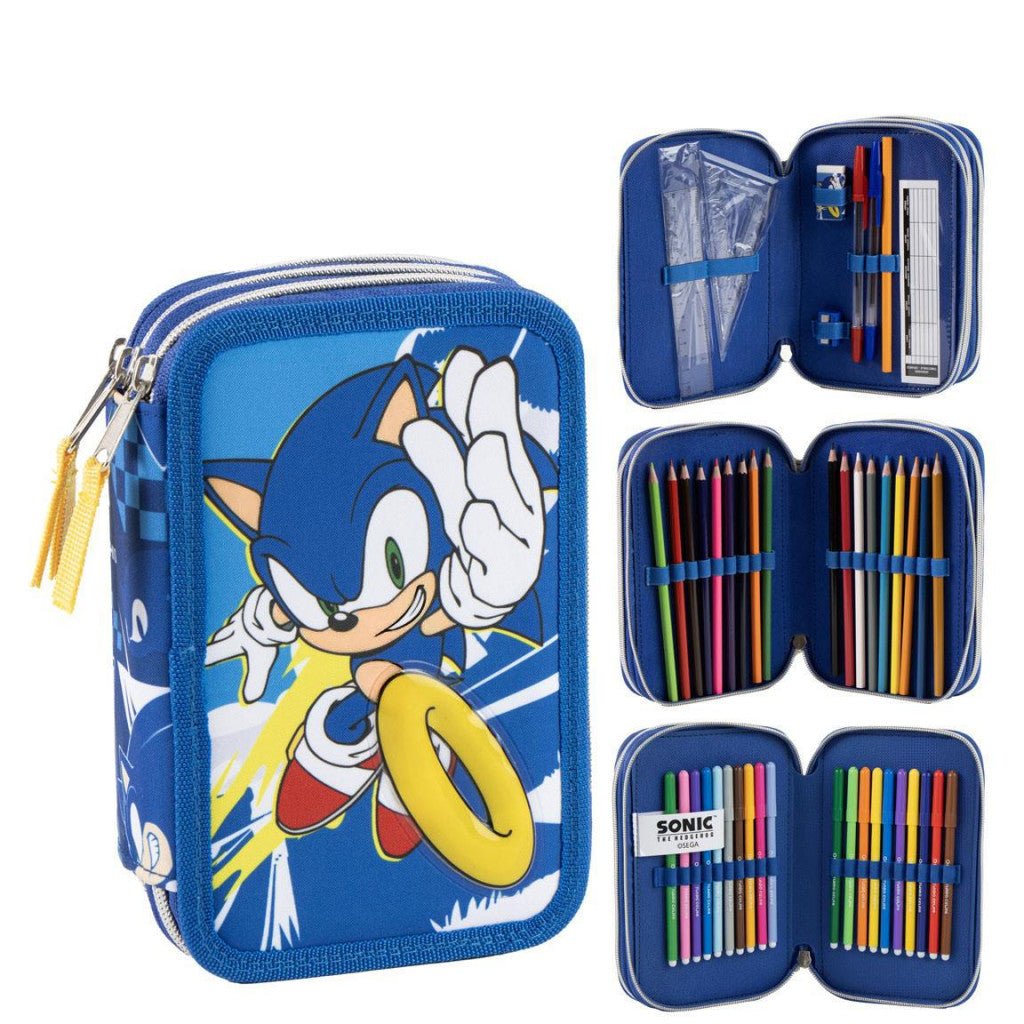 Sonic the Hedgehog Power Run Giotto Federmäppchen für Kinder – 13 x 20 x 7 cm