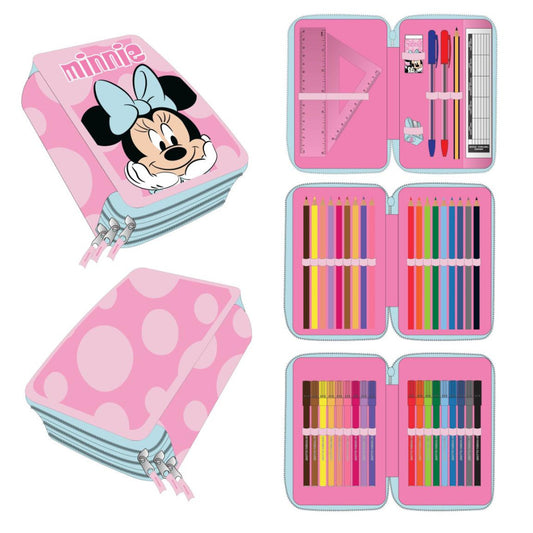 Disney Minnie Pink Dots Giotto Pencil Case for Kids – 13 x 20 x 7 cm