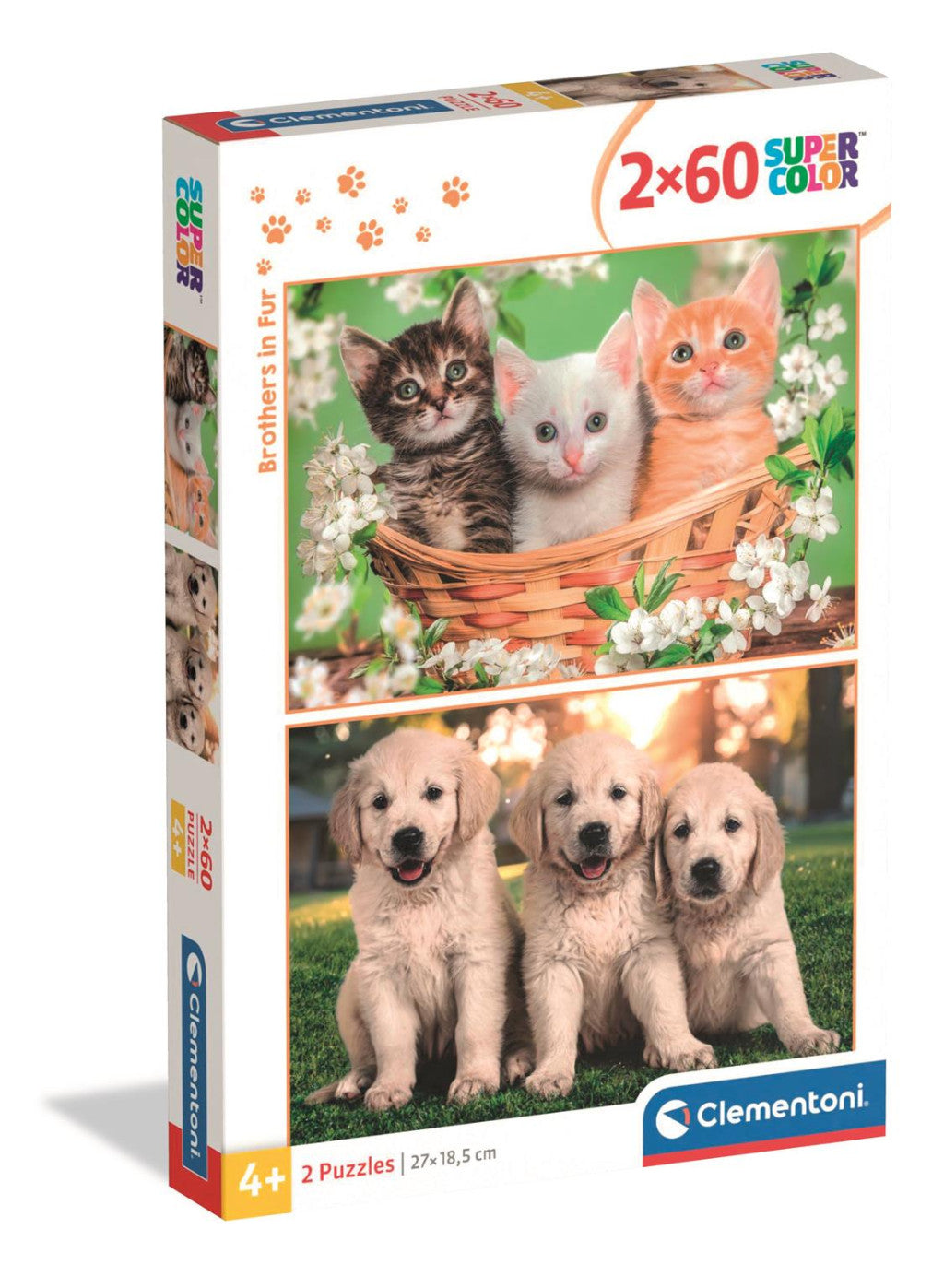 Tiere Brothers in Fur 2×60 Teile Puzzle Clementoni
