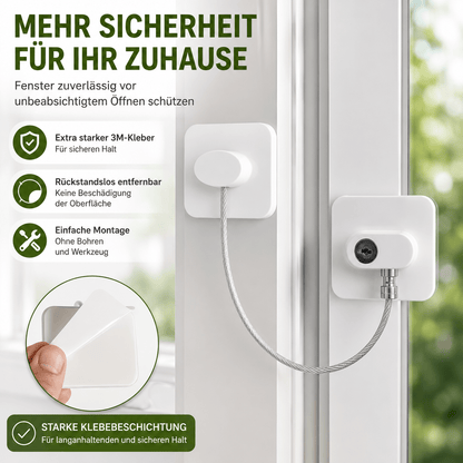 Premium Fenster- & Türsicherung mit Schlüssel – Kindersicherung aus Edelstahl – 20 cm Sicherheitskabel – Einbruchschutz für Fenster & Türen