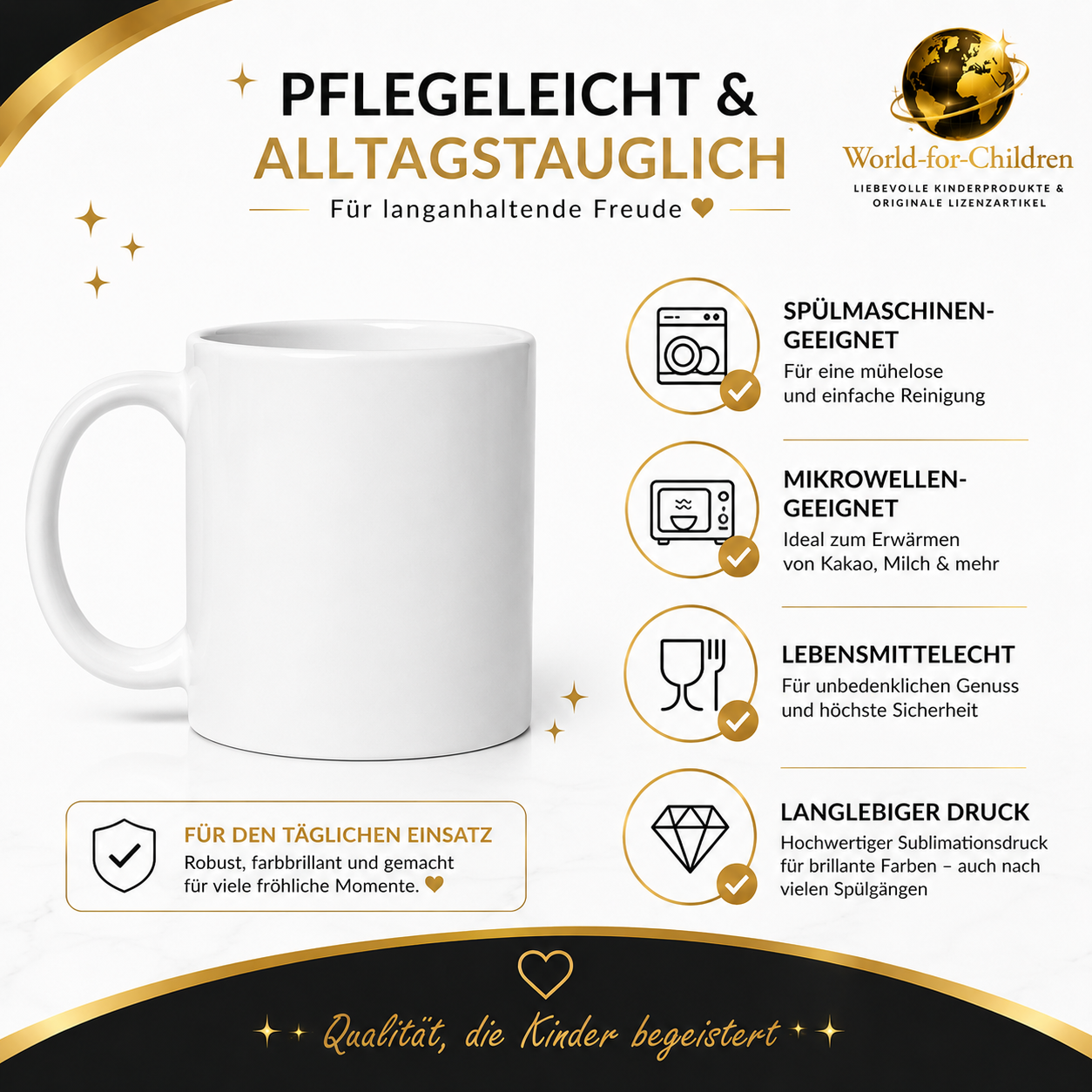 Tintenfisch Kinder Tasse 330 ml – Keramiktasse für Kinder | Exklusives World-for-Children Design