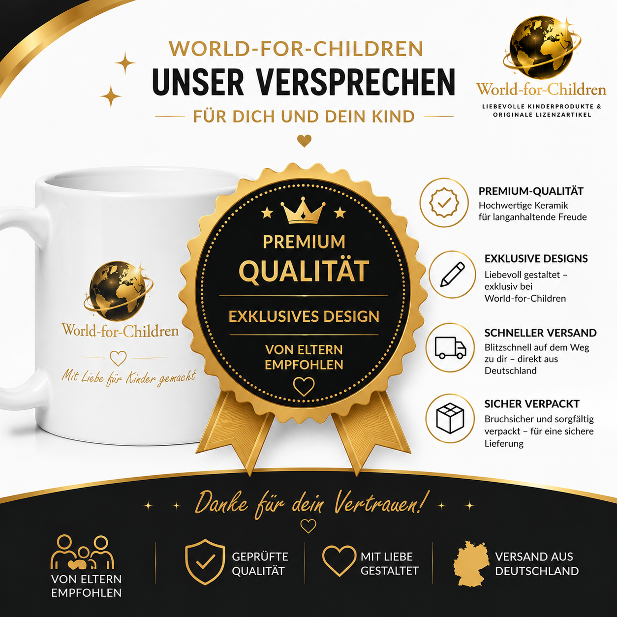 Tintenfisch Kinder Tasse 330 ml – Keramiktasse für Kinder | Exklusives World-for-Children Design