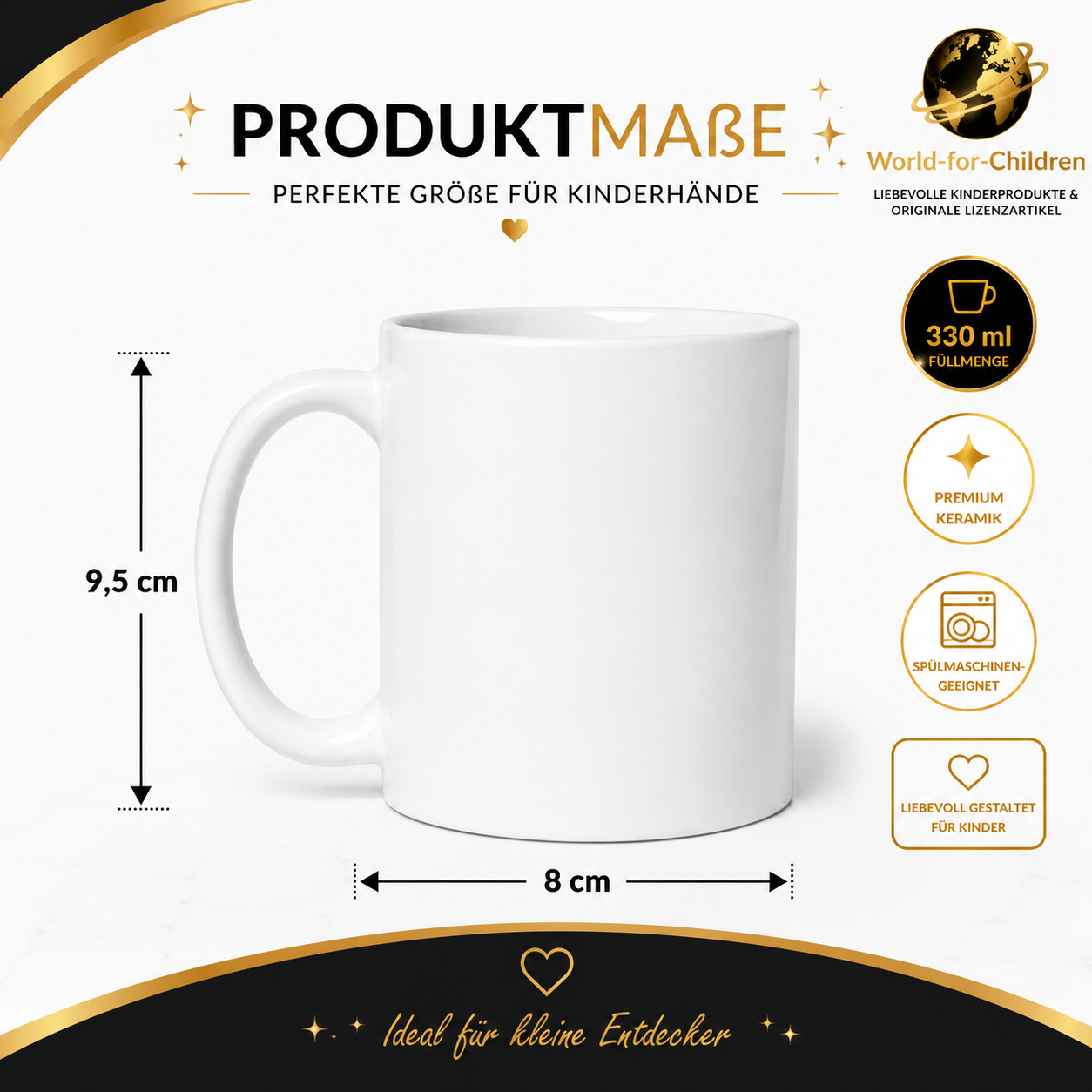 Tintenfisch Kinder Tasse 330 ml – Keramiktasse für Kinder | Exklusives World-for-Children Design
