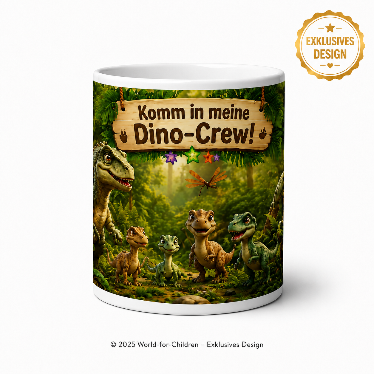 Dinosaurier Kinder Tasse 330 ml Keramik – T-Rex Motiv – Rundumdruck