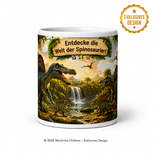 Dinosaurier Kinder Tasse 330 ml Keramik – Spinosaurus Motiv – Rundumdruck
