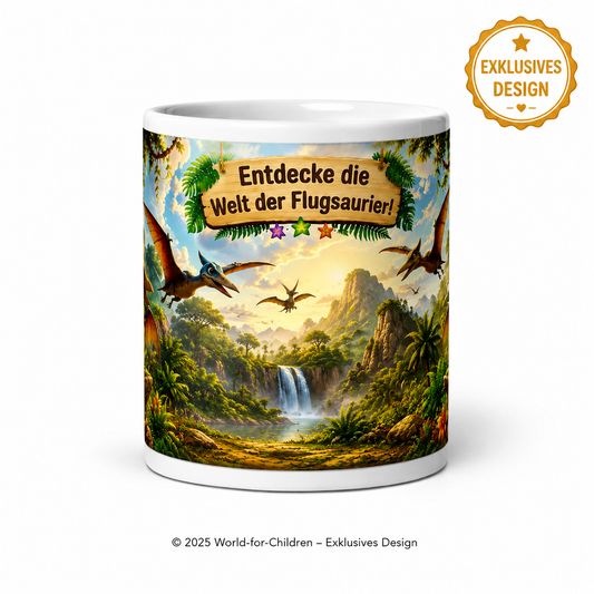 Dinosaurier Kinder Tasse 330 ml Keramik – Flugsaurier Motiv – Rundumdruck