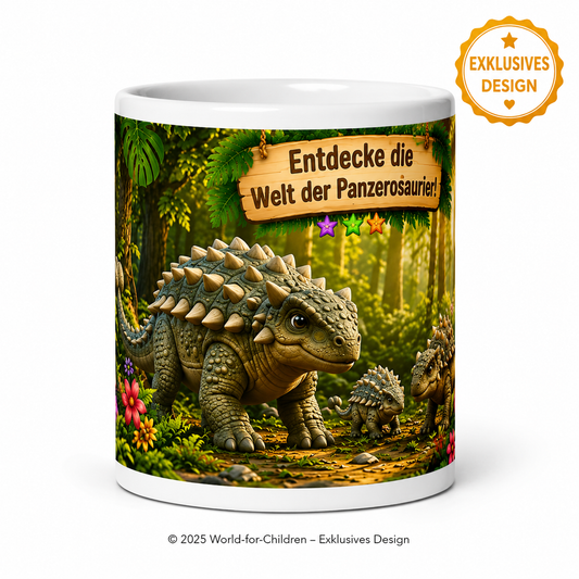 Panzersaurier Kindertasse 330 ml – Keramiktasse für Kinder | Exklusives World-for-Children Design