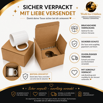Einhorn Kindertasse Schulanfang „Mein großer Tag!“ 330 ml – Keramiktasse zur Einschulung | Exklusives World-for-Children Design