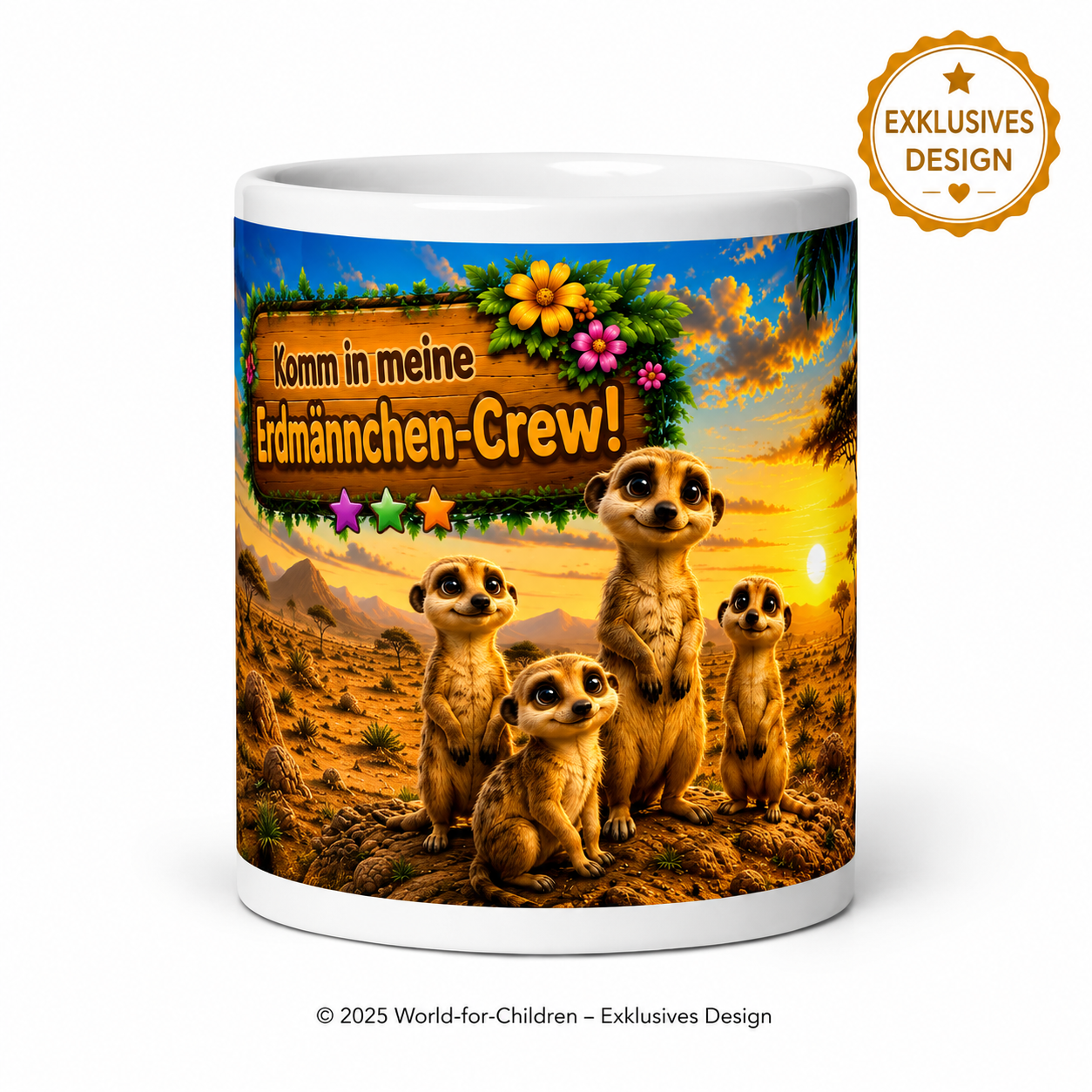 Erdmännchen Kindertasse 330 ml – Keramiktasse für Kinder | Exklusives World-for-Children Design