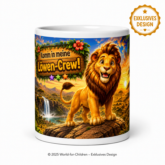 Löwen Kindertasse 330 ml – Keramiktasse für Kinder | Exklusives World-for-Children Design