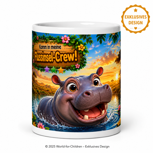 Flusspferd Kindertasse 330 ml – Keramiktasse für Kinder | Exklusives World-for-Children Design