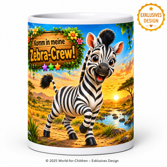 Zebra Kinder Tasse 330 ml Keramik – Zebra-Crew Motiv – Rundumdruck | World-for-Children