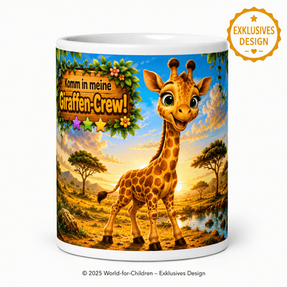 Giraffen Kinder Tasse 330 ml Keramik – Giraffen-Crew Motiv – Rundumdruck | World-for-Children