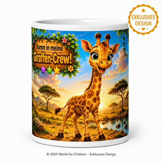 Giraffen Kinder Tasse 330 ml Keramik – Giraffen-Crew Motiv – Rundumdruck | World-for-Children