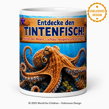 Tintenfisch Kinder Tasse 330 ml – Keramiktasse für Kinder | Exklusives World-for-Children Design