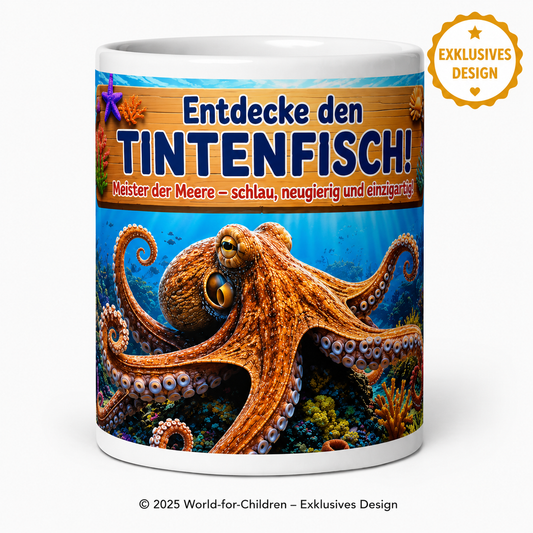 Tintenfisch Kinder Tasse 330 ml – Keramiktasse für Kinder | Exklusives World-for-Children Design