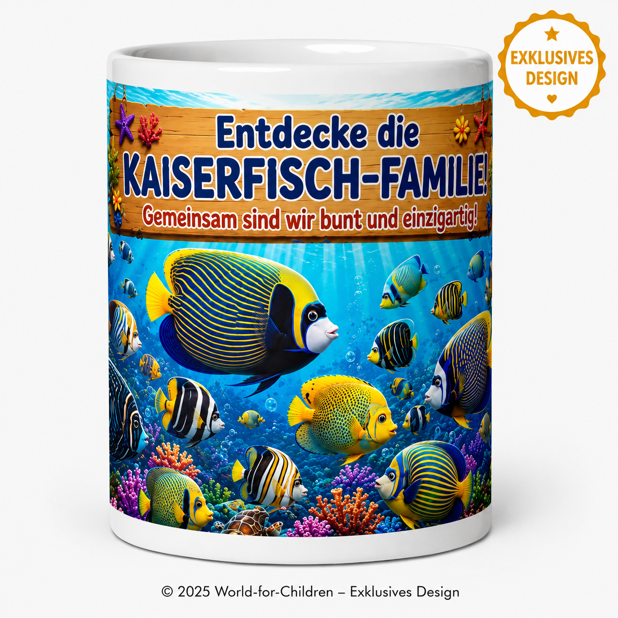 Kaiserfische Kinder Tasse 330 ml – Keramiktasse für Kinder | Exklusives World-for-Children Design