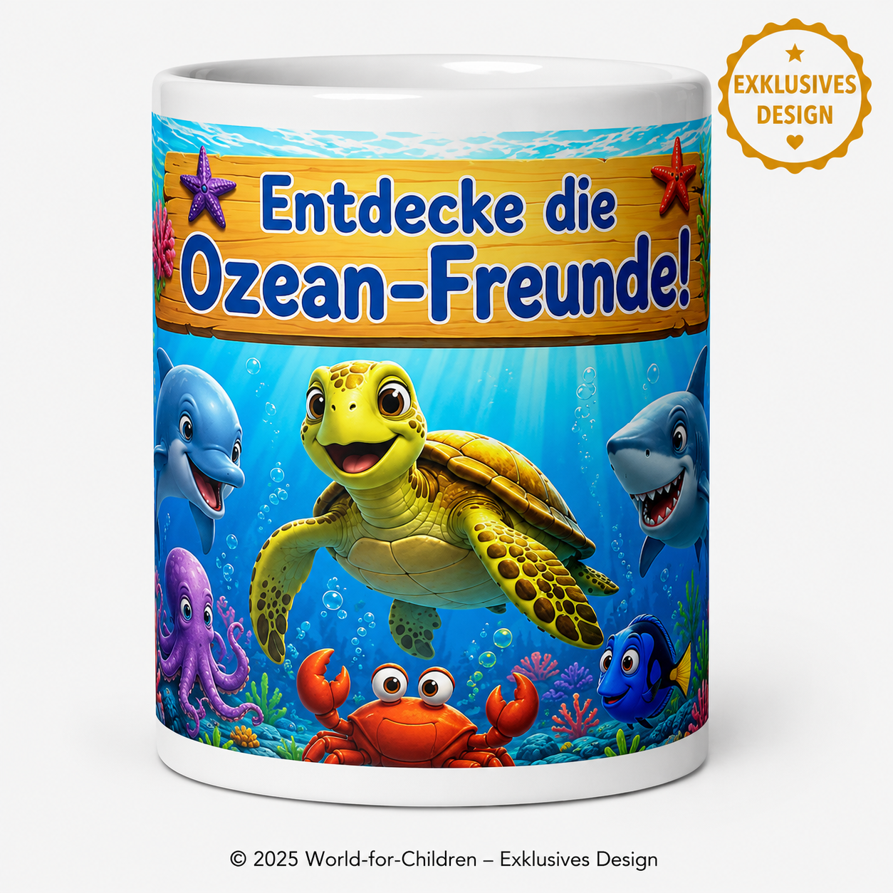 Ozean-Freunde Kinder Tasse 330 ml – Keramiktasse für Kinder | Exklusives World-for-Children Design